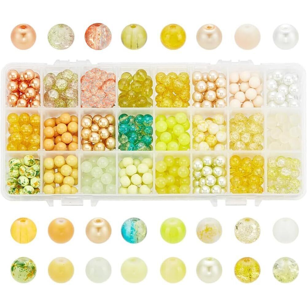 5719 720pcs 8mm Yellow Glass Beads 24 Color Bracelet Beads Crystal Bead